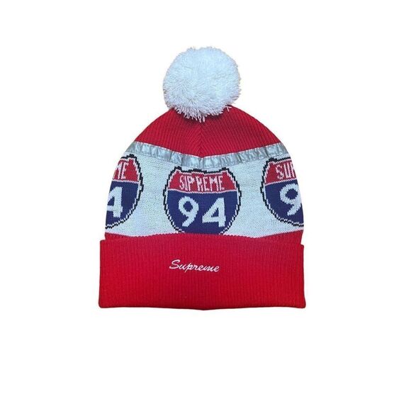 NWOT Supreme Interstate I-94 Reflective Beanie, Knit Hat RED FW22 - Picture 1 of 6